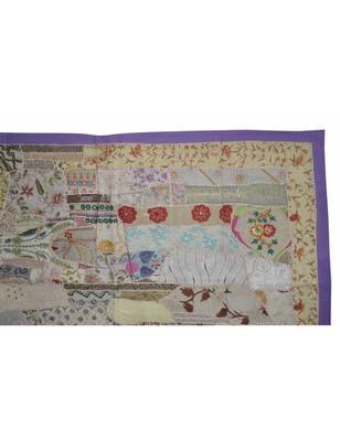 Traditional Cotton Zari wall Hanging Indian Embroidery Vintage 42 X 62 Inches 3