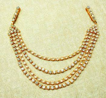 White Kundan Stone Gold plated Half juda Kamarband Waist Belt hip Chain for wedding Festival - LHKB01_WT 1