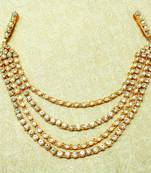 White Kundan Stone Gold plated Half juda Kamarband Waist Belt hip Chain for wedding Festival - LHKB01_WT