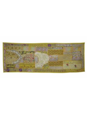 Traditional Indian wall Hanging Embroidery Tapestry Vintage 20 X 58 Inches 1