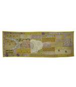 Traditional Indian wall Hanging Embroidery Tapestry Vintage 20 X 58 Inches