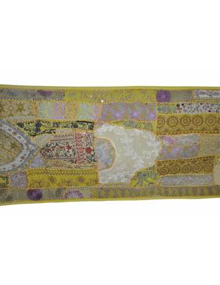 Traditional Indian wall Hanging Embroidery Tapestry Vintage 20 X 58 Inches 2