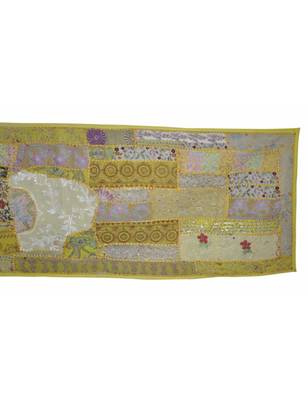 Traditional Indian wall Hanging Embroidery Tapestry Vintage 20 X 58 Inches 3