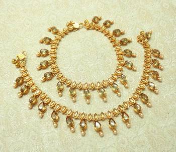 Golden LCT Kundan Stone Gold plated Adjustable Free Size Anklet Payal for wedding Festival - LLA06_LCT 1