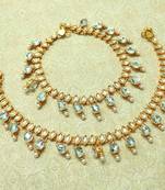 White Kundan Stone Gold plated Adjustable Free Size Anklet Payal for wedding Festival - LLA06_WT