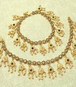 Multi-colour Kundan Stone Gold plated Adjustable Free Size Anklet Payal for wedding Festival - LLA08_MG