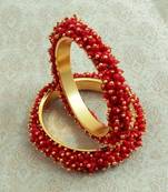 Red Bandhani Bangle (1 Pair) For Wedding Festival - LBBG01_RD