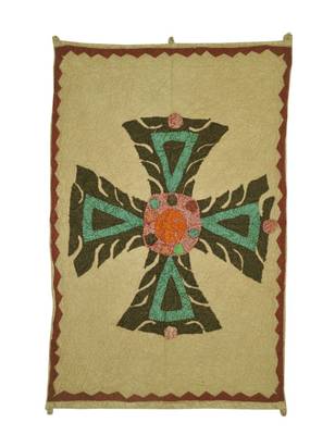 Handmade Cross Patchwork wall Hanging Runner Window Valance 24 X 36 Inches 1