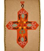 Lal Haveli Jaipuri Designer Cross Patchwork Cotton Wall Tapestry 35 X 55 Inches