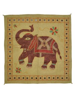Ethnic Handmade Embroidered Elephant Art wall Hanging Antique 33 X 34 Inches 1