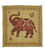 Ethnic Handmade Embroidered Elephant Art wall Hanging Antique 33 X 34 Inches