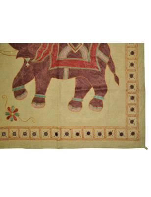 Ethnic Handmade Embroidered Elephant Art wall Hanging Antique 33 X 34 Inches 3