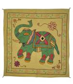 Embroidered Elephant Art wall Hanging Traditional Antique Cotton 34 X 35 Inches