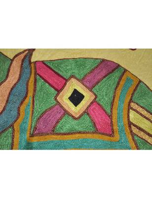 Embroidered Elephant Art wall Hanging Traditional Antique Cotton 34 X 35 Inches 2