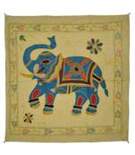 Embroidered Elephant Art wall Hanging Traditional Antique Cotton 34 X 35 Inches