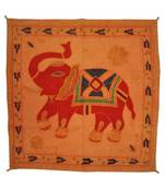 Embroidered Elephant Art wall Hanging Traditional Antique Cotton 32 X 33 Inches
