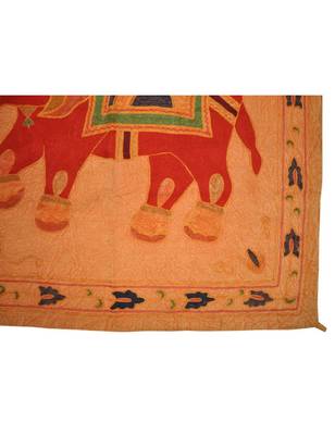 Embroidered Elephant Art wall Hanging Traditional Antique Cotton 32 X 33 Inches 3