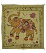 Embroidered Elephant Art wall Hanging Traditional Antique Cotton 32 X 34 Inches