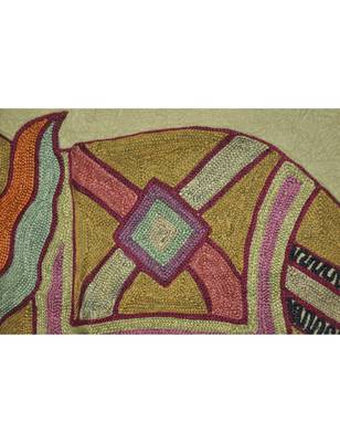Embroidered Elephant Art wall Hanging Traditional Antique Cotton 32 X 34 Inches 2