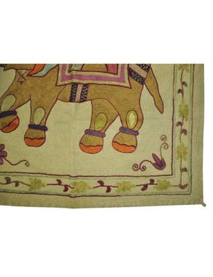 Embroidered Elephant Art wall Hanging Traditional Antique Cotton 32 X 34 Inches 3