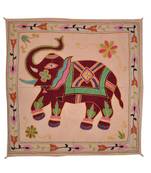 Embroidered Elephant Art wall Hanging Traditional Antique Cotton 31 X 32 Inches