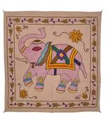 Embroidered Elephant Art wall Hanging Traditional Antique Cotton 33 X 34 Inches