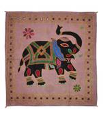 Embroidered Elephant Art wall Hanging Traditional Antique Cotton 33 X 35 Inches