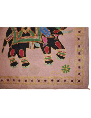 Embroidered Elephant Art wall Hanging Traditional Antique Cotton 33 X 35 Inches 3