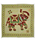 Embroidered Elephant Art wall Hanging Traditional Antique Cotton 32 X 33 Inches