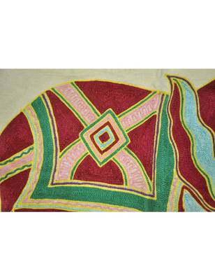 Embroidered Elephant Art wall Hanging Traditional Antique Cotton 32 X 33 Inches 2