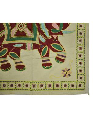 Embroidered Elephant Art wall Hanging Traditional Antique Cotton 32 X 33 Inches 3
