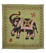 Heavy Embroidered Elephant wall Hanging Traditional Cotton 33 X 34 Inches