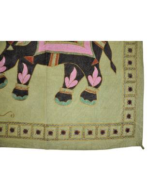 Heavy Embroidered Elephant wall Hanging Traditional Cotton 33 X 34 Inches 3