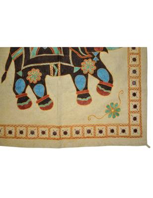 Embroidered Elephant Art wall Hanging Traditional Antique Cotton 32 X 33 Inches 3