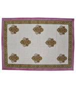 Lal Haveli Floral Block Print Design Cotton Tablecloths 40 X 60 Inch
