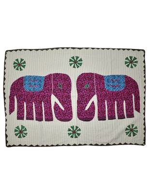 Vintage Kantha Stitch patchwork Embriodery Cotton Wall Hanging 40 X 58 Inches 1
