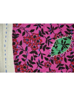 Vintage Kantha Stitch patchwork Embriodery Cotton Wall Hanging 40 X 58 Inches 2