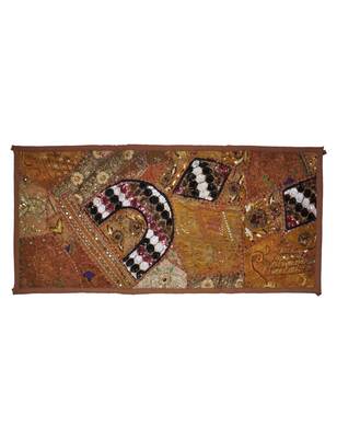 Vintage Indian Embroidery Work Khambadia patchwork Cotton Wall Hanging Tapestry 1