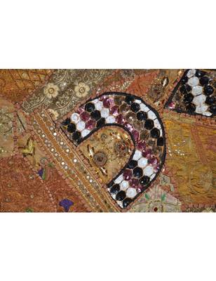 Vintage Indian Embroidery Work Khambadia patchwork Cotton Wall Hanging Tapestry 2