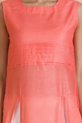 Peach plain viscose stitched kurti 4