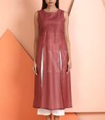 Dark baby pink plain viscose stitched kurti