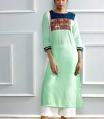Green printed rayon stitched kurti