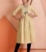 Beige printed cotton stitched kurti