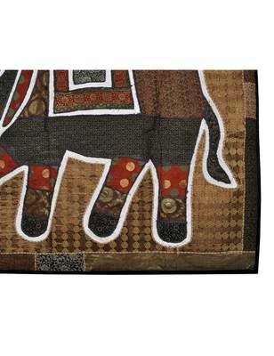 Lal Haveli Indian Handmade patchwork Wall Hanging Runner Animal Tapestry 40 X 16 Inches 3