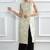 White printed linen stitched kurti