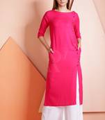 Pink plain rayon stitched kurti