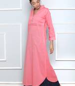 Pink plain cotton stitched kurti
