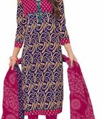 Multicolor printed cotton semi stitched salwar with dupatta