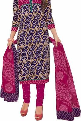 Multicolor printed cotton semi stitched salwar with dupatta 4