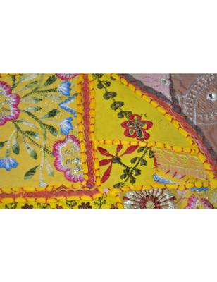 Lal Haveli patchwork Mirror Work Elephant Cotton Wall Hanging Tapestry 26 By 37 Inches 3